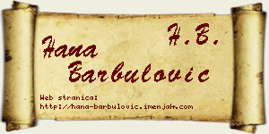 Hana Barbulović vizit kartica